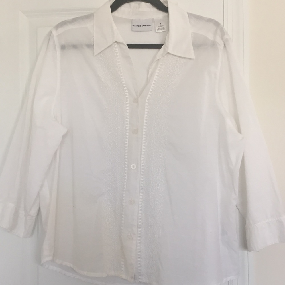 ❤️4/$25 ❤️ White Alfred Dunner Blouse Size 18